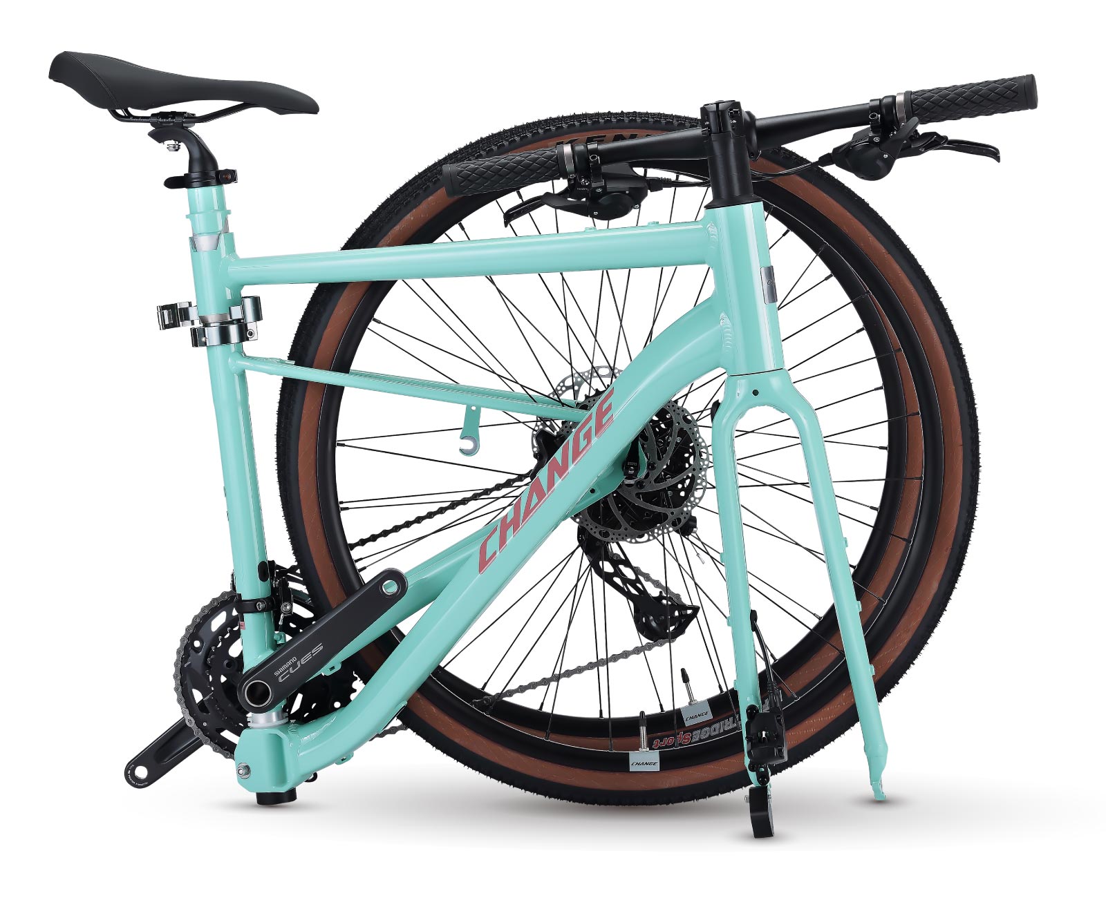 Das CHANGE Gravel-Rennrad-Faltrad kombiniert die praktische Faltbarkeit mit der Leistung eines Rennrades und eignet sich perfekt für städtisches und Outdoor-Fahren.