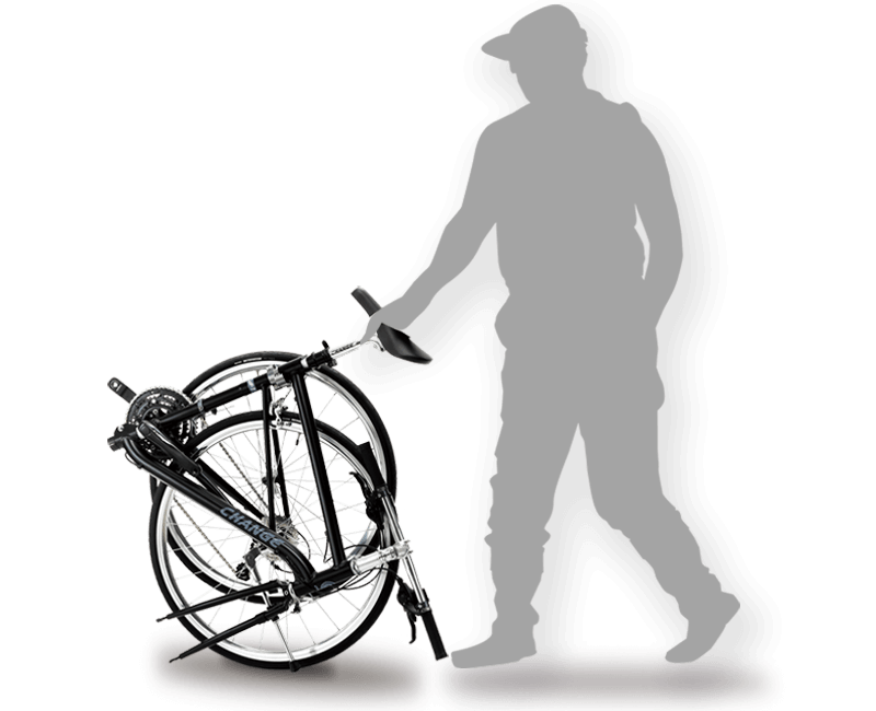 The Folding gravel Bike can easily be pushed when needed.